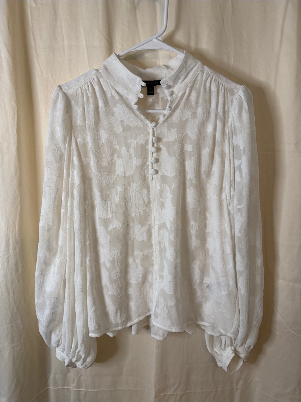 Banana Republic Ivory Textured Button-Pleat Blouse